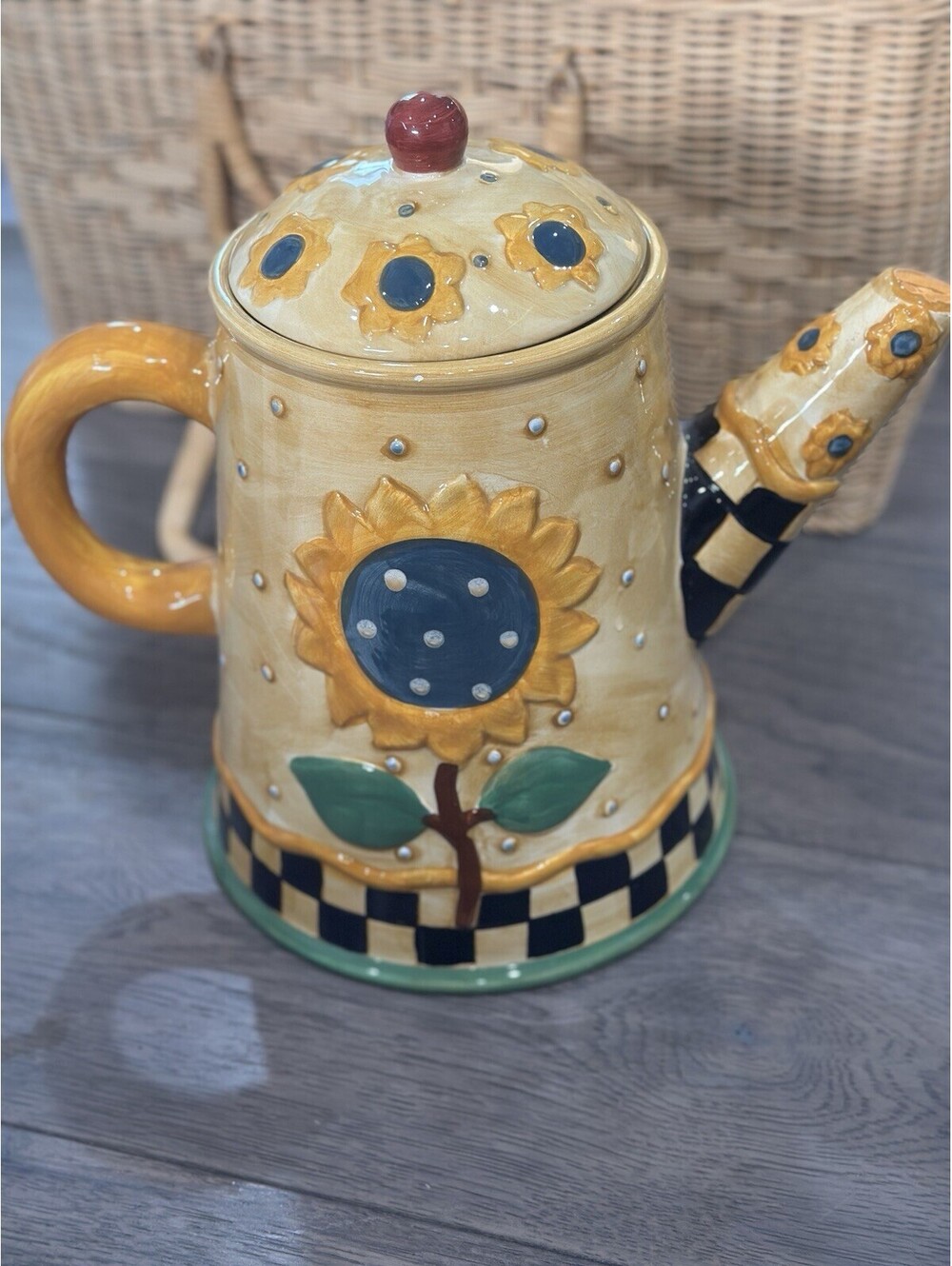 Vintage 1998 Sakura Debbie Mumm Sunflower Teapot Cookie Jar Photos For Measures